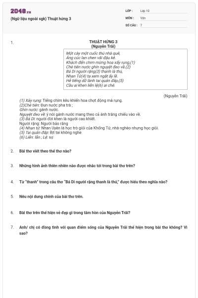 (Ngữ liệu ngoài sgk) Thuật hứng 3