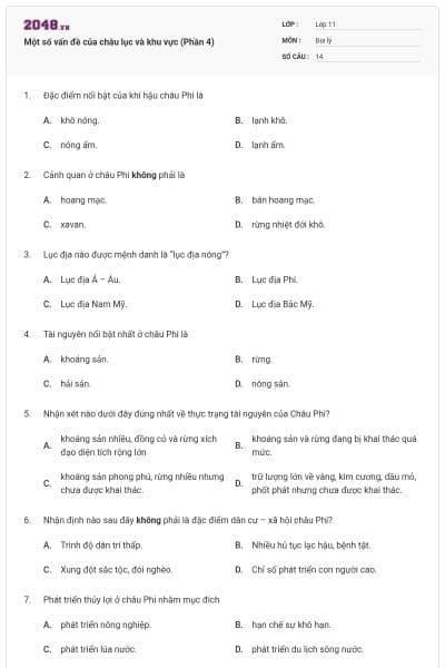 Một số vấn đề của châu lục và khu vực (Phần 4)