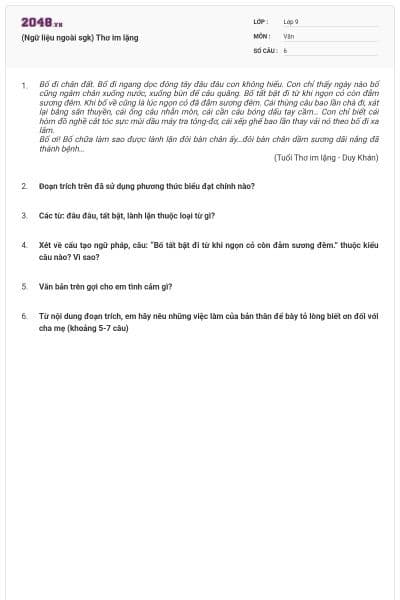 (Ngữ liệu ngoài sgk) Thơ im lặng