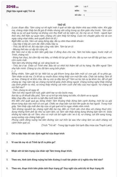 (Ngữ liệu ngoài sgk) Trở về