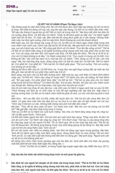 (Ngữ liệu ngoài sgk) Cà rốt và củ hành