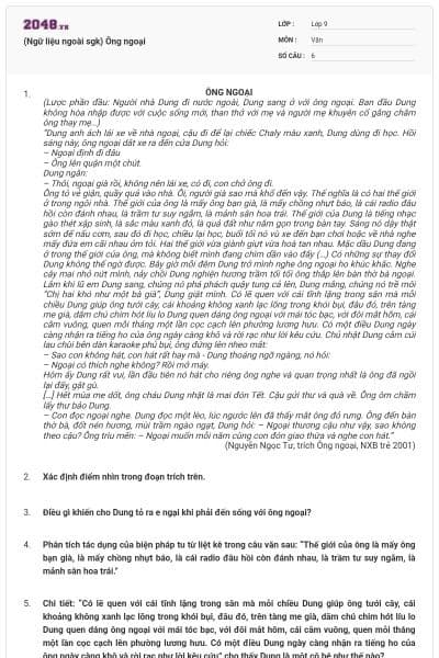 (Ngữ liệu ngoài sgk) Ông ngoại