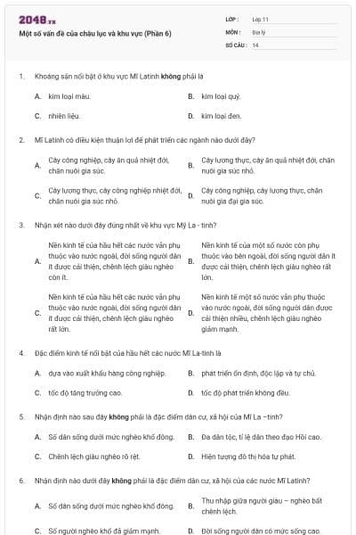 Một số vấn đề của châu lục và khu vực (Phần 6)