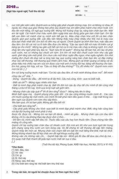 (Ngữ liệu ngoài sgk) Tuổi thơ dữ dội