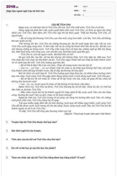 (Ngữ liệu ngoài sgk) Cậu bé tích chu