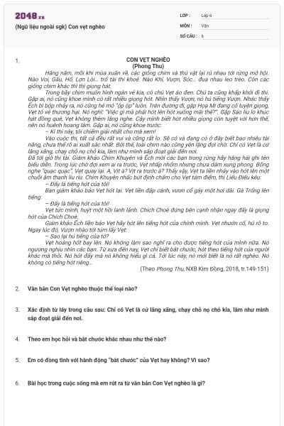 (Ngữ liệu ngoài sgk) Con vẹt nghèo