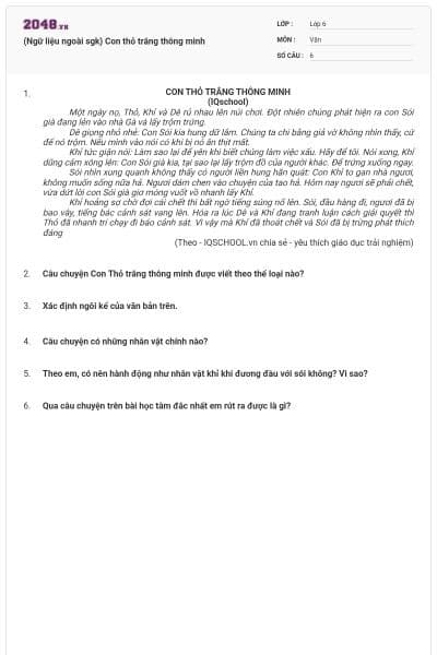 (Ngữ liệu ngoài sgk) Con thỏ trắng thông minh