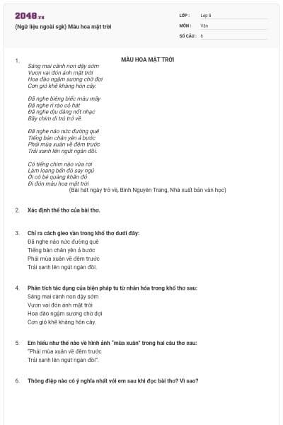 (Ngữ liệu ngoài sgk) Màu hoa mặt trời