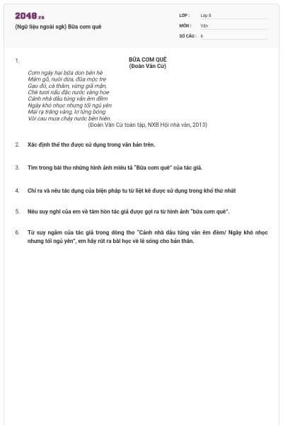 (Ngữ liệu ngoài sgk) Bữa cơm quê