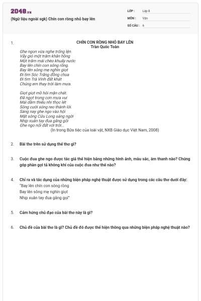 (Ngữ liệu ngoài sgk) Chín con rồng nhỏ bay lên