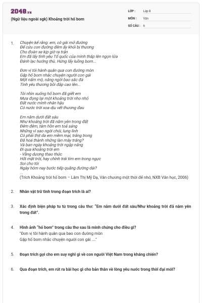 (Ngữ liệu ngoài sgk) Khoảng trời hố bom