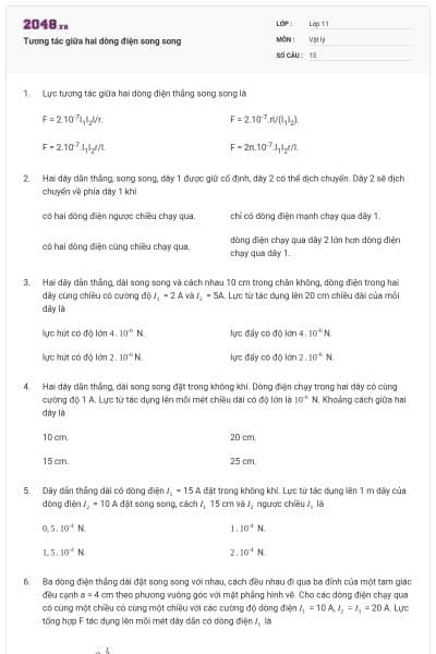 Tương tác giữa hai dòng điện song song