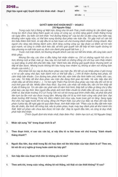 (Ngữ liệu ngoài sgk) Quyết định khó khăn nhất - Đoạn 2