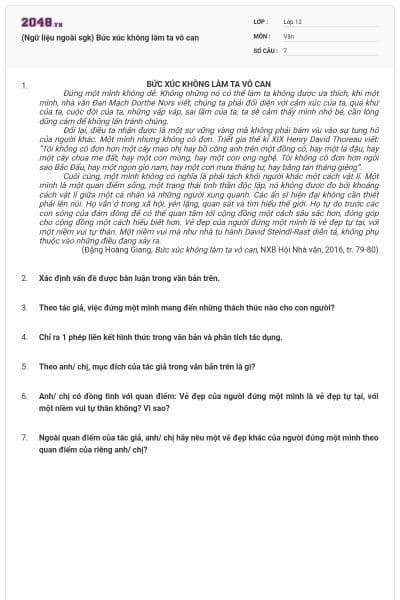 (Ngữ liệu ngoài sgk) Bức xúc không làm ta vô can