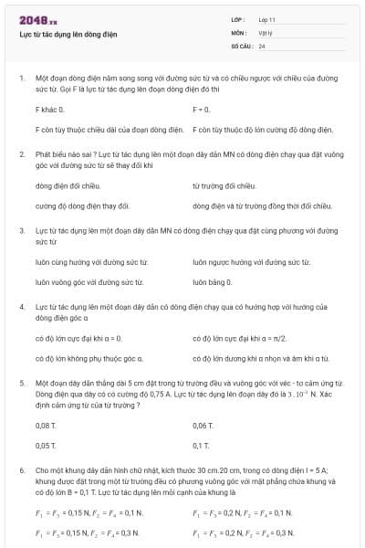 Lực từ tác dụng lên dòng điện