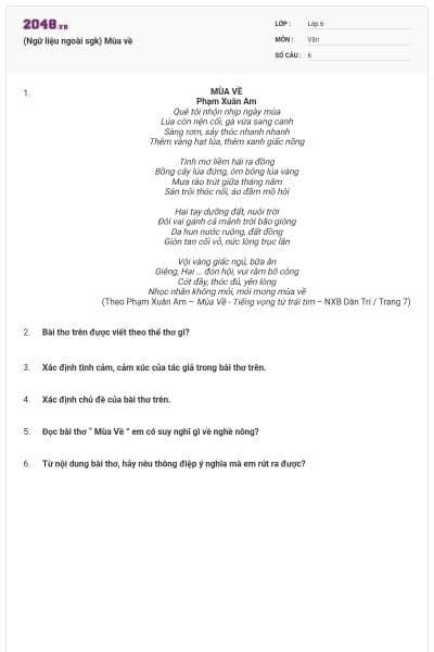 (Ngữ liệu ngoài sgk) Mùa về