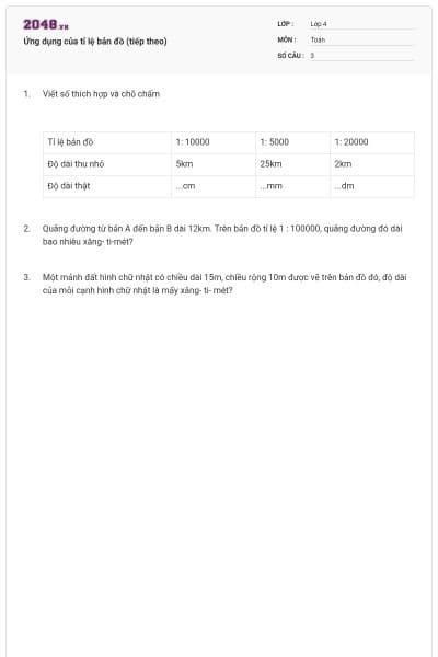 Ứng dụng của tỉ lệ bản đồ (tiếp theo)