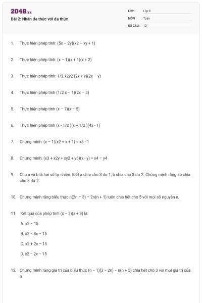 Bài 2: Nhân đa thức với đa thức