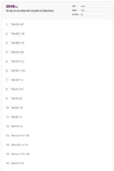 Ôn tập về các phép tính với phân số (tiếp theo)