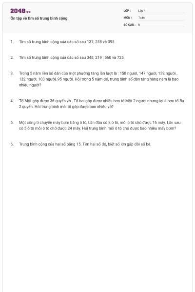 Ôn tập về tìm số trung bình cộng