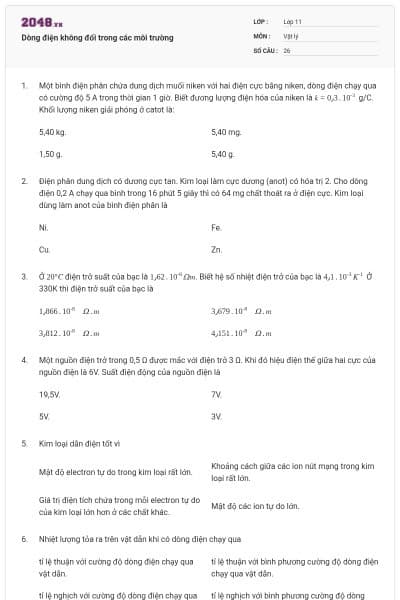 Dòng điện không đổi trong các môi trường