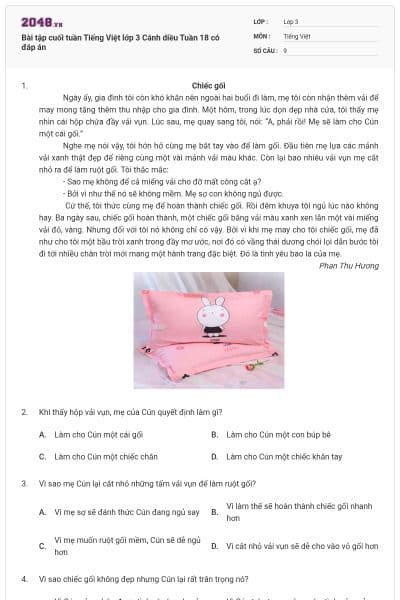 Bài tập cuối tuần Tiếng Việt lớp 3 Cánh diều Tuần 18 có đáp án