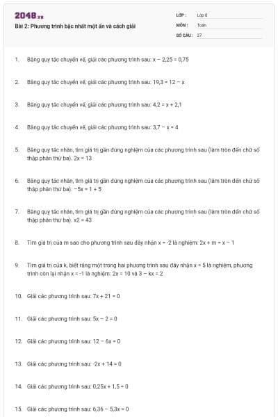 Bài 2: Phương trình bậc nhất một ẩn và cách giải