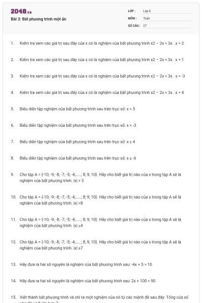 Bài 3: Bất phương trình một ẩn