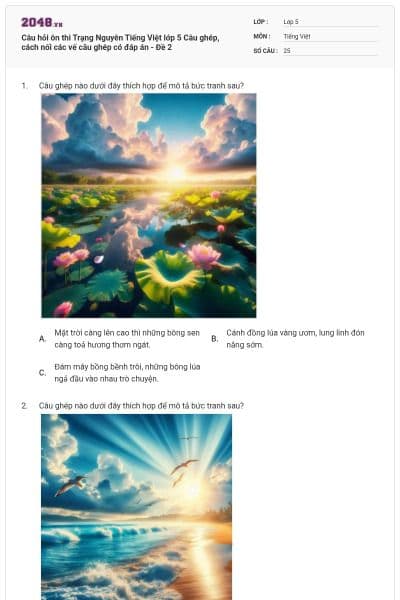 Câu hỏi ôn thi Trạng Nguyên Tiếng Việt lớp 5 Câu ghép, cách nối các vế câu ghép có đáp án - Đề 2