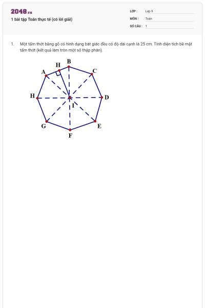 1 bài tập Toán thực tế (có lời giải)