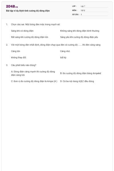 Bài tập ví dụ Định tính cường độ dòng điện