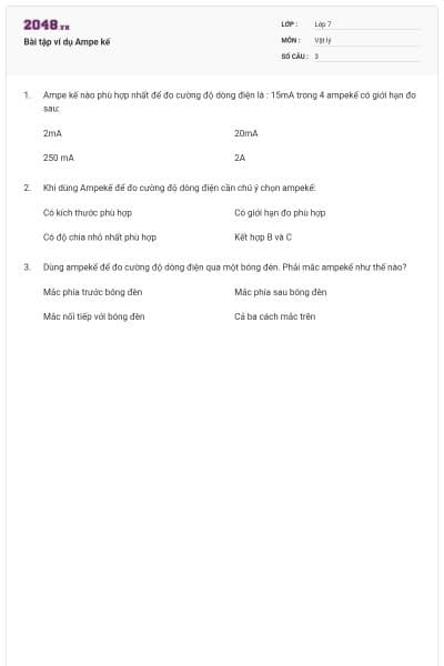 Bài tập ví dụ Ampe kế
