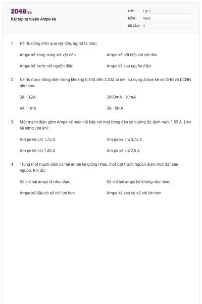 Bài tập tự luyện Ampe kế