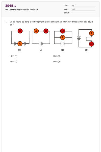 Bài tập ví vụ Mạch điện có Ampe kế