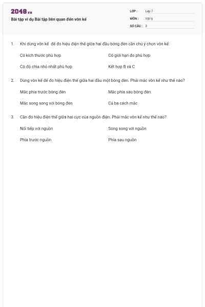 Bài tập ví dụ Bài tập liên quan đến vôn kế