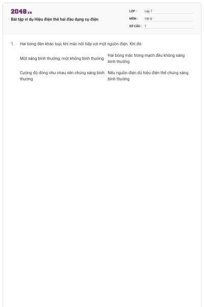 Bài tập ví dụ Hiệu điện thế hai đầu dụng cụ điện