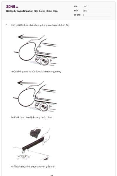 Bài tập tự luyện Nhận biết hiện tượng nhiễm điện