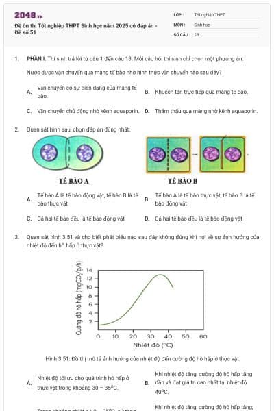 Đề ôn thi Tốt nghiệp THPT Sinh học năm 2025 có đáp án - Đề số 51