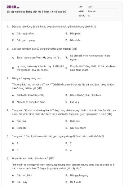 Bài tập nâng cao Tiếng Việt lớp 5 Tuần 13 (có đáp án)