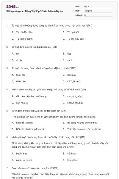 Bài tập nâng cao Tiếng Việt lớp 5 Tuần 24 (có đáp án)