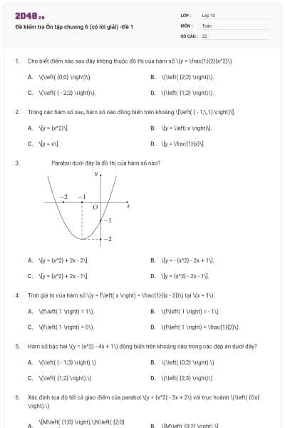Đề kiểm tra Ôn tập chương 6 (có lời giải) -Đề 1