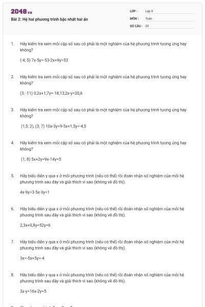 Bài 2: Hệ hai phương trình bậc nhất hai ẩn