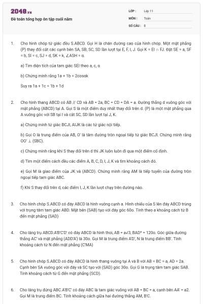 Đề toán tổng hợp ôn tập cuối năm