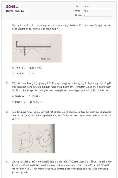 Bài 22 : Ngẫu lực