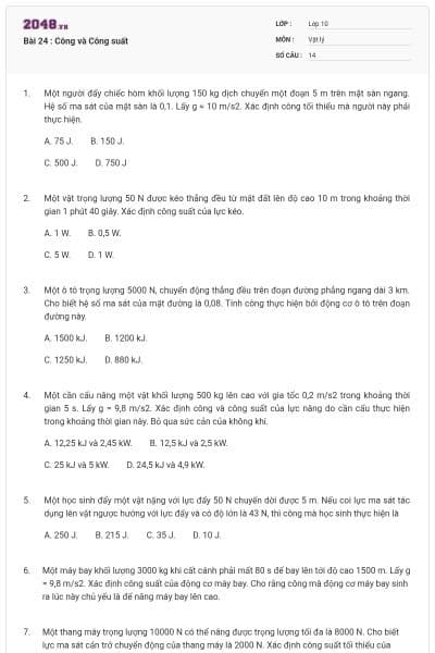Bài 24 : Công và Công suất