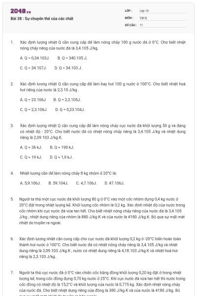 Bài 38 : Sự chuyển thể của các chất