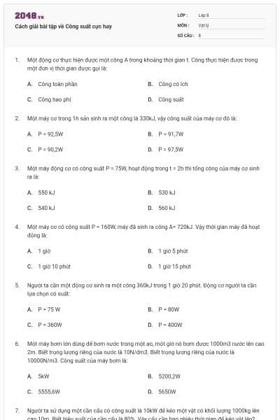 Cách giải bài tập về Công suất cực hay