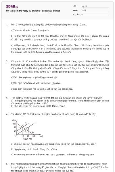 Ôn tập kiểm tra vật lý 10 chương 1 có lời giải chi tiết
