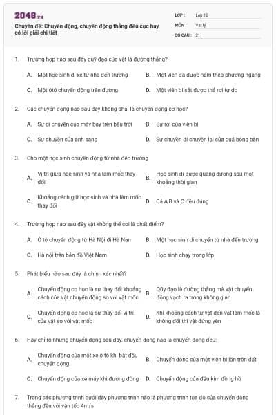 Chuyên đề: Chuyển động, chuyển động thẳng đều cực hay có lời giải chi tiết