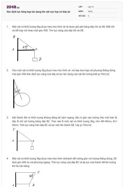 Xác định lực tổng hợp tác dụng lên vật cực hay có đáp án